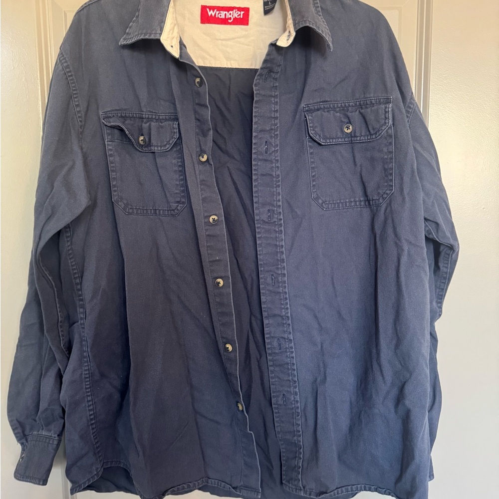 Wrangler Men's Dark Blue Casual Button Down Shirt
